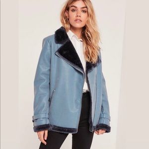 Faux Fur Blue Aviator jacket